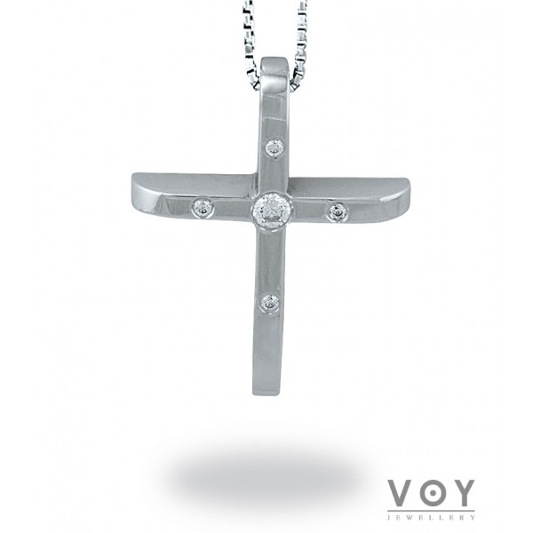 Σταυρός με Αλυσίδα σε Λευκό Χρυσό Κ18 (ST_103)
