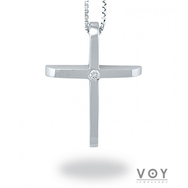 Σταυρός με Αλυσίδα σε Λευκό Χρυσό Κ18 (ST_104)