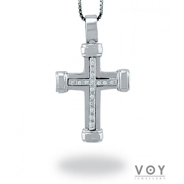 Cross Pendant in White Gold K18