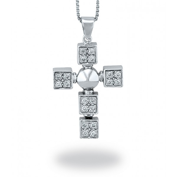 Cross Pendant in White Gold K18